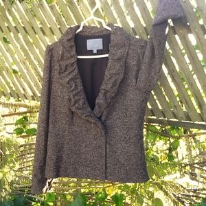 Classiques brown "tweed" blazer with ruffle collar